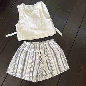 Girls summer set. Zara Wrap Crop Top with Roxy front pocket shorts. New.